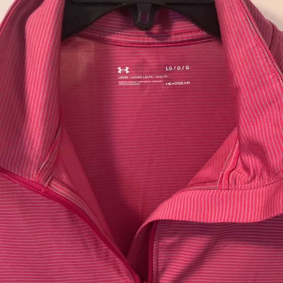 Under Armour lightweight activewear  zip striped raspberry and gray  like new - Picture 4 of 4